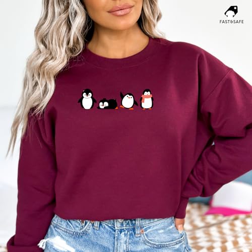 Embroidered Penguin Sweatshirt, Animal Crewneck, Embroidered Penguin Crewneck Animal Lover Sweatshirt, Cute Penguins Crewneck, Fun Outfit2