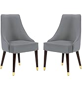 Luxury Sheesham Wood &amp; Premium Velvet Dining Chairs - Comfy Curved Back, Gold Coloured, Leg &amp; Flo...