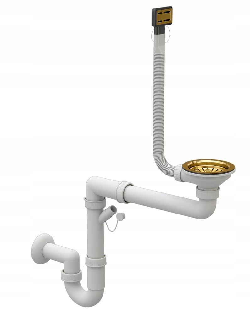 Granitan Évier de Cuisine en Acier Inoxydable avec Siphon 44,7x74,8 cm - Évier encastrable en Acier Silvo75 - avec trou pour Robinet - Or