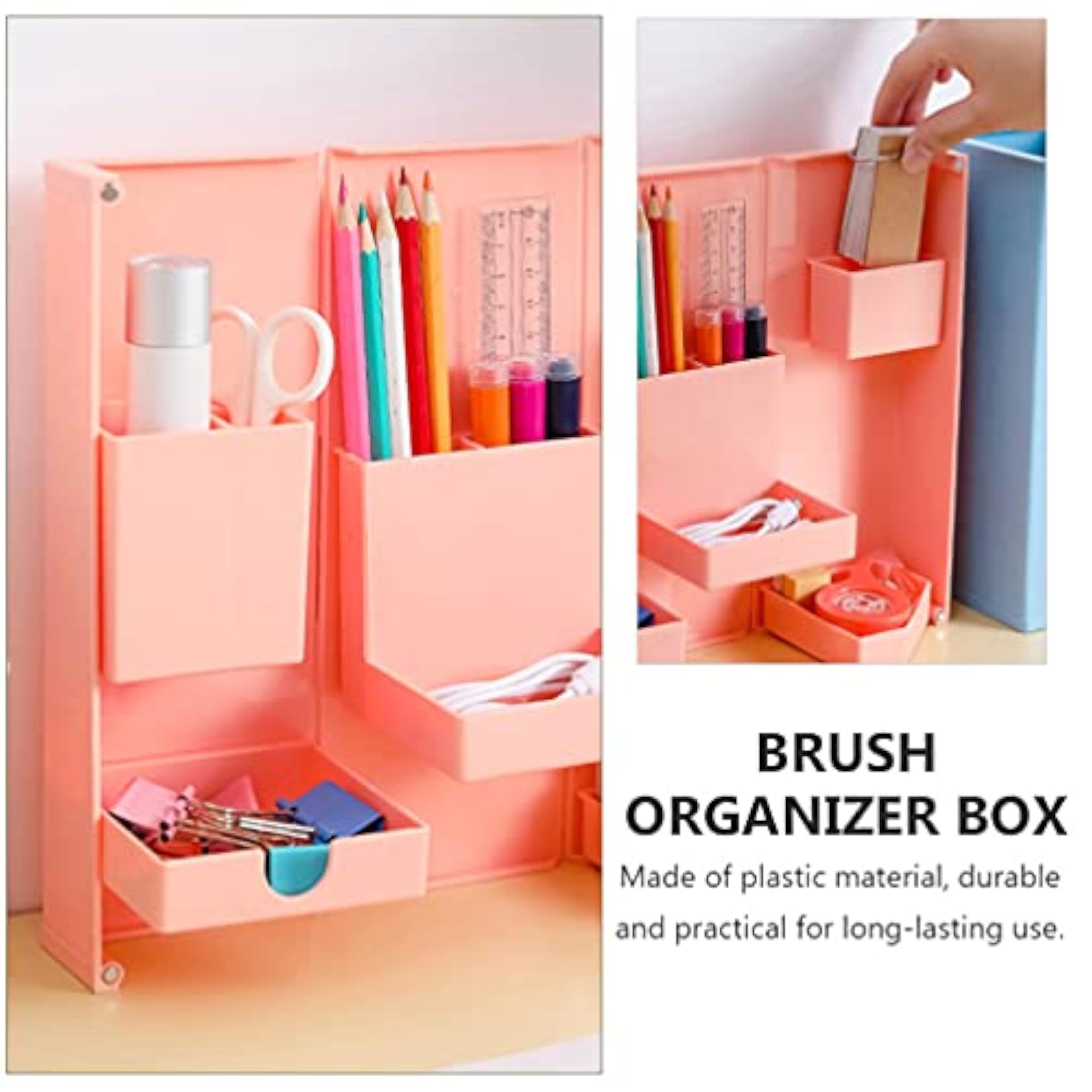 Pink Makeup Brush Holder Organizer Box