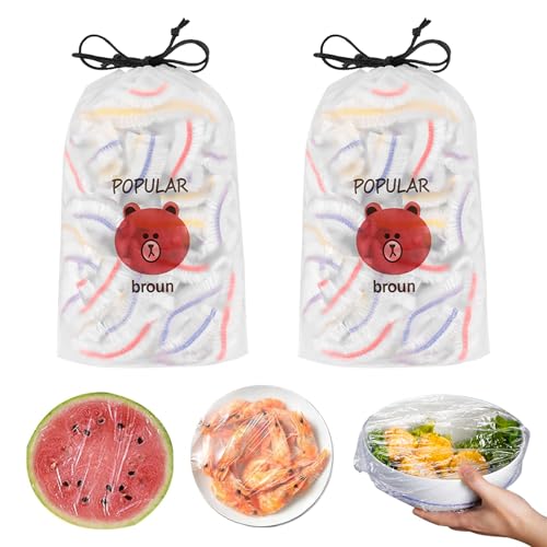 KUBDPQOR Couvre plat réutilisable – 2 paquets de 100 films alimentaires professionnels, pratiques pour la conservation des aliments