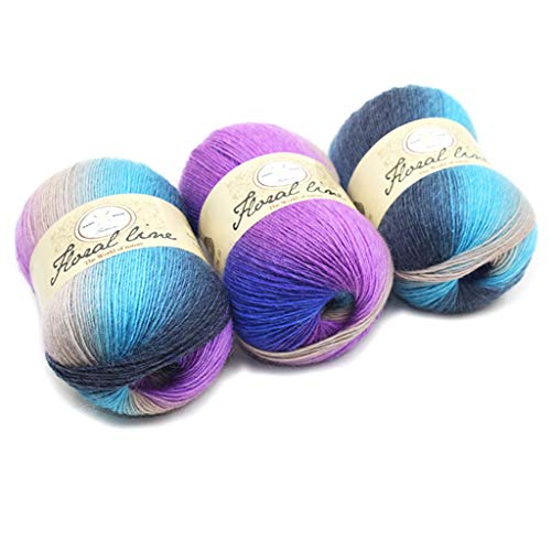 Shoresu Wool Yarn Thread, Soft Worsted Yarn Rainbow Gradient Colors DIY Baby Knitting Wool Shawl Scarf Crochet Thread Supplies - 13#