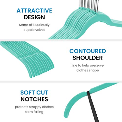 Premium Velvet Shirt Hangers (50 Pack) Non Slip Clothes Hangers, Ultra Slim Hangers Gain 50% Closet Space, 360° Swivel Hook, Clothes Hangers For Tops, Dress Shirts, Blouses, Strappy Dresses, Delicates #TOP4