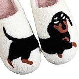 OJXTRDE Niedliche Dachshund Hausschuhe für Frauen und Männer - Memory Foam Cartoon Tier Pantoffeln - Lustige Hund Winter Warm Plüsch Slippers