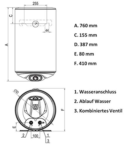 Ballon d'eau chaude Eldom 50 litres à contrôle électronique précis 2kW