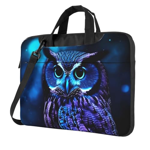 Housse ordinateur portable antichoc et imperméable motif hibou bleu