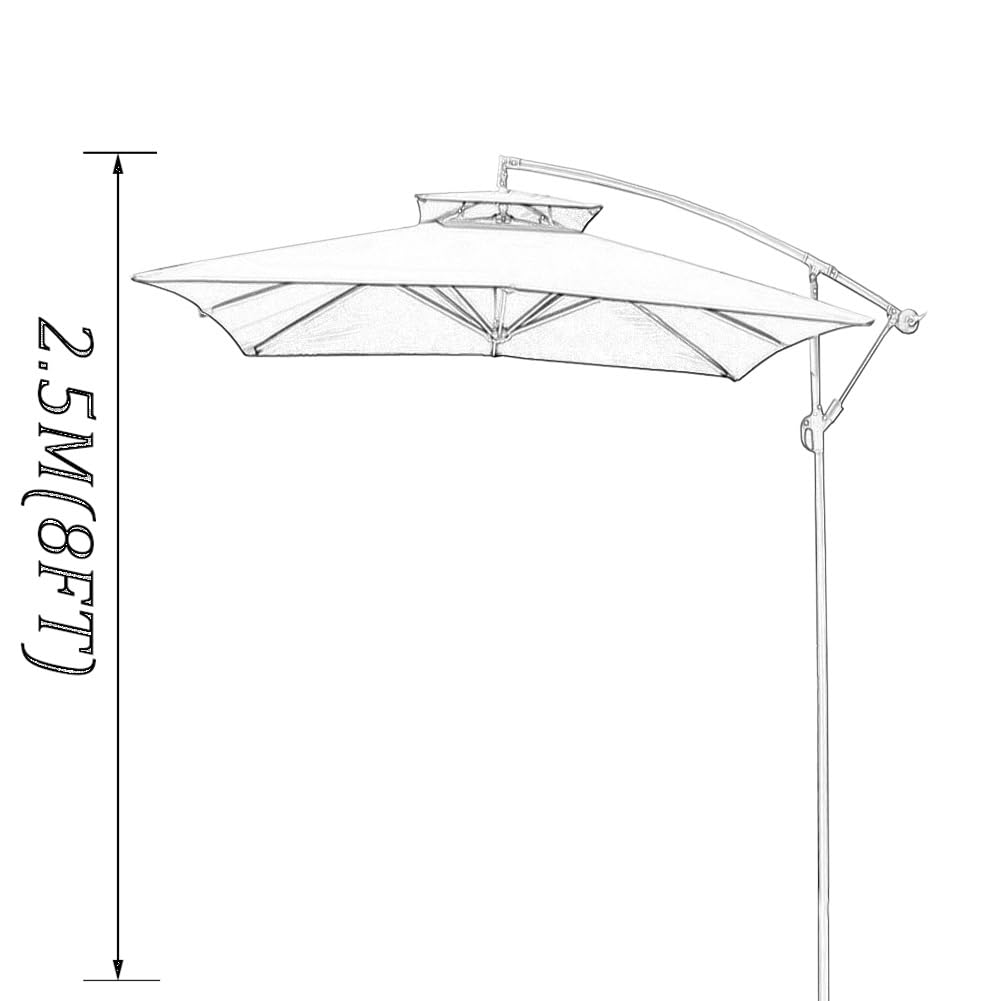 Parasol Ogrodowy z Wysięgnikiem 250 Cm, Anty-UV, Wodoodporny, na Podwórko, Przy Basenie, na Trawnik i do Ogrodu