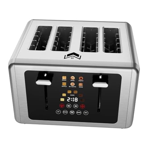 WUNLY 4 Slice Toaster, Touchscreen & Dual Independent Control Panel，5 Basic Functions & Digital Countdown Toasters, 6 Shade Settings＆6 Bread Types, Smart Bread Toaster Mute/Screen-Off ，Stainless Steel