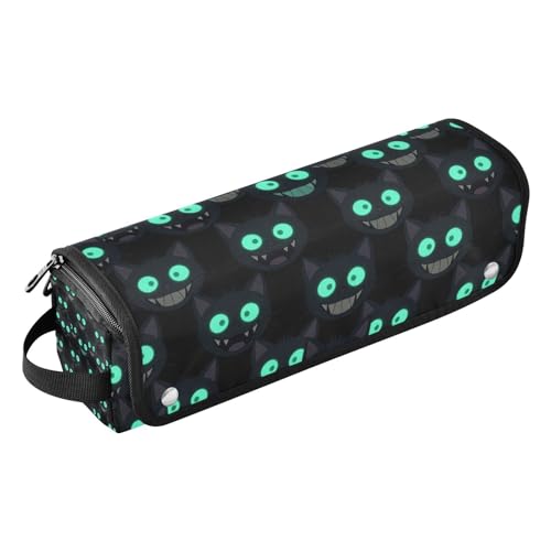 Estuche de viaje 2 en 1 para rizadores y planchas con tapete resistente al calor y cremallera con accesorios removibles para herramientas de peinado, diseño caras de gato negro miniatura 1
