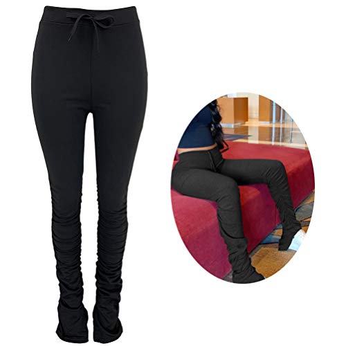 BESPORTBLE Calça de ioga de cintura alta com cordão flare dobrável calça de pilates controle de barr