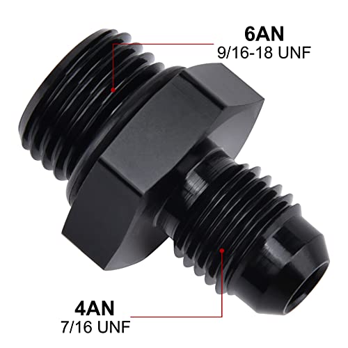 Image of EVIL ENERGY 4AN Flare to 6AN ORB Male Fuel Rail Adapter Fitting Black 2Pcs