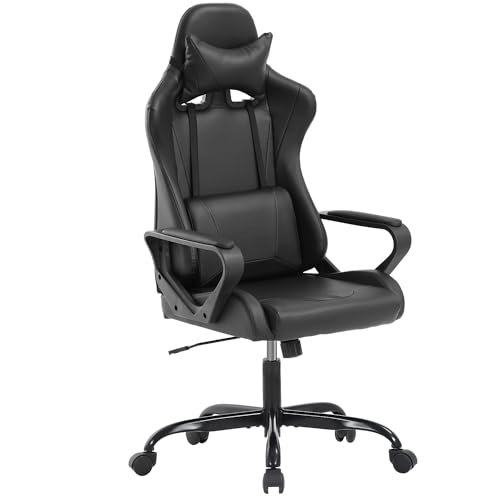 Ergonomic Office Chair, High-Back White Gaming Chair with Lumbar Support PC Computer Chair Racing...