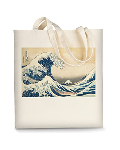 AUSVKAI Canvas Tote Bag Aesthetic for Women, Cute Trendy Wave Reusable Cloth Cotton Bags with Handle for Grocery College Shopping Beach