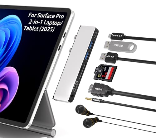 Docking Station for Surface Pro 2-in-1 Laptop/Tablet (2025) - Surface Pro 12 Docking Station Hub with HDMI, Thunderbolt 4, USB 3.0, SD/TF Slot, 3.5mm Audio Jack Surface-Pro 12 Accessories