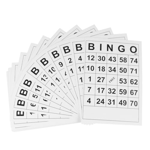 Parliky 60 Piezas Cartones de Bingo para Diversión Intelectual Familiar Cartas Duraderas de Papel Recubierto para Adultos