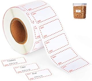 1000 Freezer Food Labels On Roll, ilauke Self-Adhesive Date Labels 50x25mm, Removable and Waterproof, White and Red