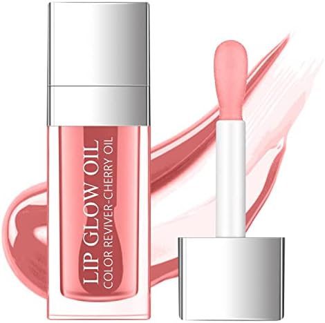 Lisara Hydrating Lip Glow Oil, Moisturizing Lip Oil Gloss Transparent Plumping Lip Gloss, Big Brush Head Non-Sticky Long Lasting Nourishing, Tinted Lip Balm for Lip Care and Dry Lips - Rosewood