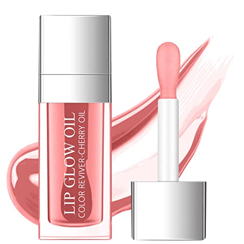 Lisara Hydrating Lip Glow Oil, Moisturizing Lip Oil Gloss Transparent Plumping Lip Gloss, Big Brush Head Non-Sticky Long Lasting Nourishing, Tinted Lip Balm For Lip Care And Dry Lips - Rosewood #TOP2