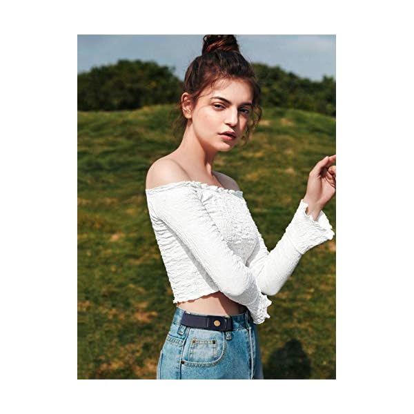 LEACOOLKEY No Buckle Stretch Belt for Women/Men—2 Pack Elastic Invisible Belt for Jeans （Black,Fits 2 loop size 4"-6") - Image 7