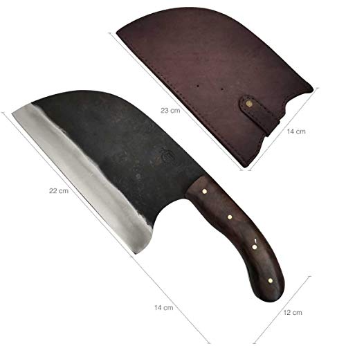 Cutelo Servio Artesanal Aço Cirúrgico Inox 420c Lâmina de 22cm Brut Forge Monobloco Madeira