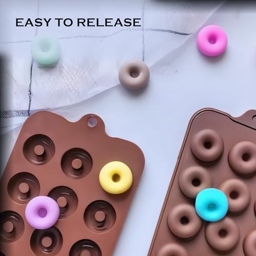 Image of HS Small Donut Silicone Mould, Non-Stick Food Grade Silicone Mould for Chocolate, Candy, Jelly & Ice Cube (Brown)