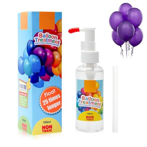 Jfadg Float Magic Helium Balloon Treatment 100ml Extend Helium Latex Balloon Float Time by up to 25 Times Eco-Friendly Fluid with Pump Ideal for Kids Party Decorations