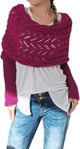 Knitted Cable Wrap Sweater Scarf with Sleeves for Women, Multifunctional Scarf with Sleeves, Sweater Scarf with Sleeves