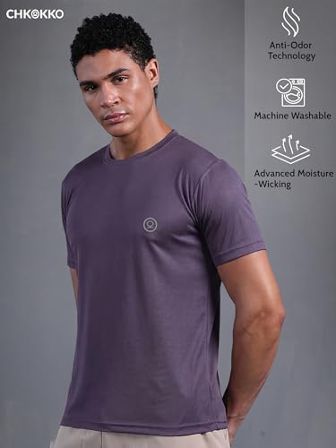 Image of CHKOKKO Gym T Shirts for Men Workout Activewear Solid Quick Dry Sports Tshirt for man Breathable Lightweight Half Sleeve Regular Fit Round Neck Running Boys T Shirt