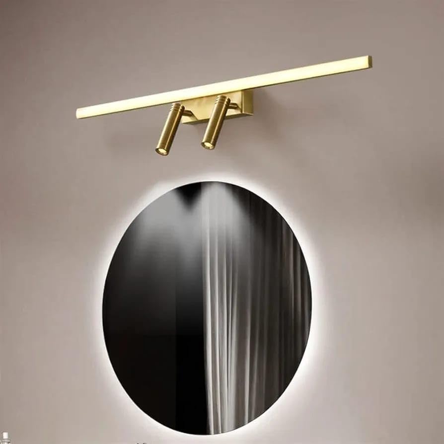 Image of Glowave Classic Metal Golden 3 LED Light with Adjustabe Head Mirror /Vanity /Bathroom /Picture Light - Tricolour (Warm White, White, Natural White) (268 /GD)