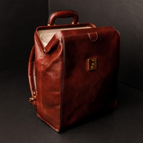 Time Resistance Leather Backpack for Men and Women - Business Rucksack Laptop Bag (Cognac Brown)