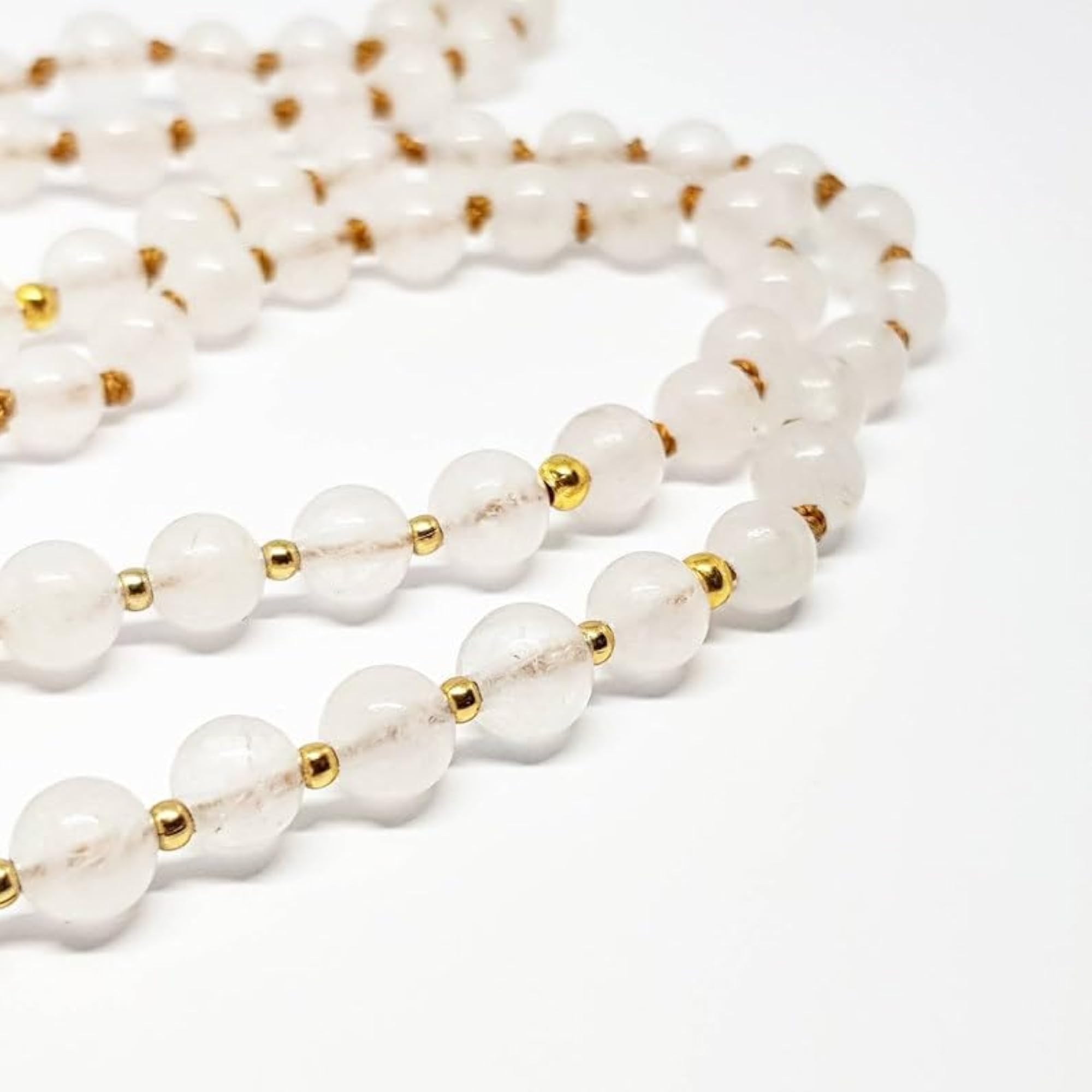 Natural Crystal Quartz Beaded Handmade Prayer Mala Necklace