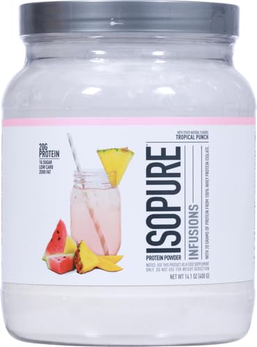 Image of Isopure Clear Whey Isolate Protein Powder, Tropical Punch 12.3 OZ, 16 Servings (Pack of 6)