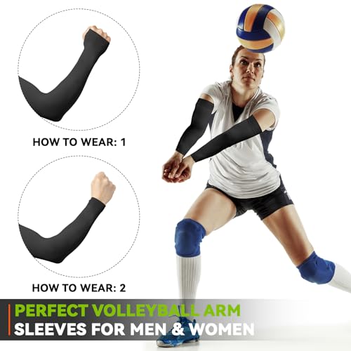 Arm Sleeves for Men Women to Cover Arms with Thumb Holes, Sun UV Protection Arm Warmers, for Volleyball Football Golf3