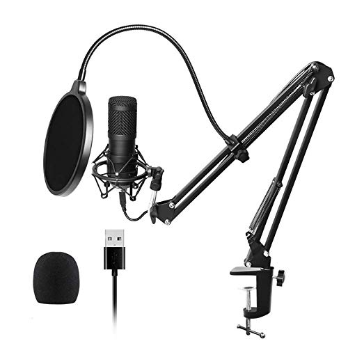 JVCAN Professional Computer Microphone Kit,192KHZ/24BIT Studio Live Stream Broadcasting Recording Condenser USB Microphone
