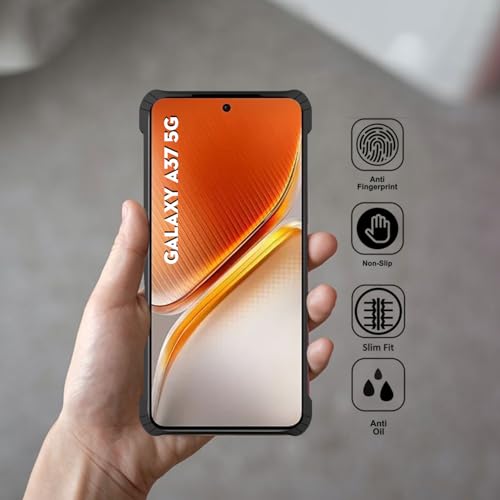 Image of Polycarbonate Crystal Clear Back Cover Case for Samsung Galaxy A37 5G | 360 Degree Protection | Shock Proof Design | Transparent Back Cover for Samsung Galaxy A37 5G - Black Bumper