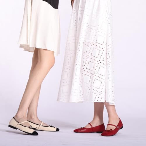 Image of C.Paravano Women's Mary Jane Flats | Square Toe Ballet Flats | Daily Wear Work Shoes | Dress Shoes with Adjustable Straps