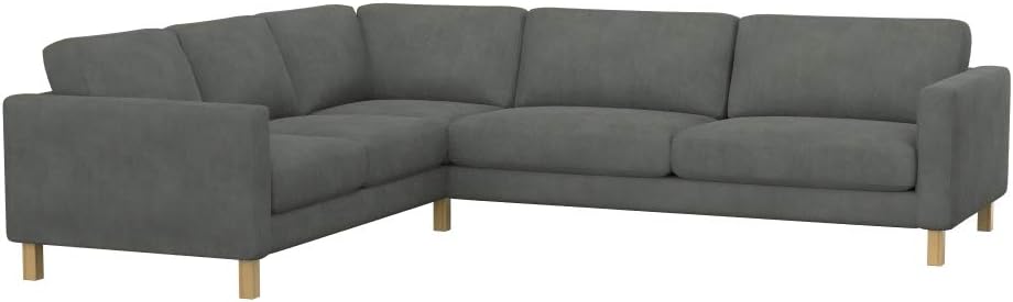 Soferia Replacement Compatible Cover for Karlstad 2+3/3+2 Corner Sofa, Fabric Majestic Velvet Grey