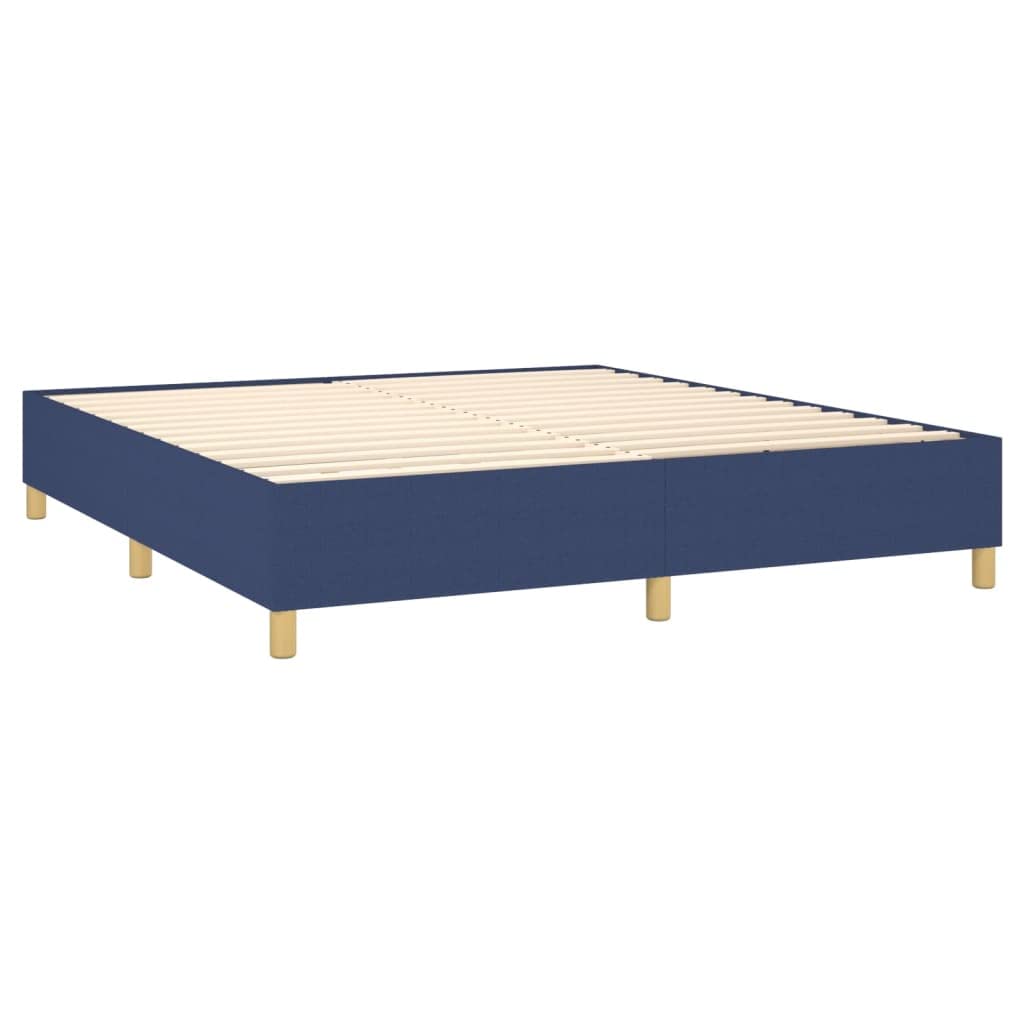 Cama con somier de 180 x 200 cm, tejido azul, colchón de muelles ensacados, juego completo, cabecero de altura ajustable para dormitorio, habitación de invitados, accesorios para el hogar