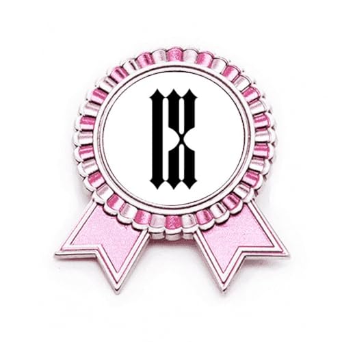 Broche chiffres romains IX noire medaille rose taille M metal