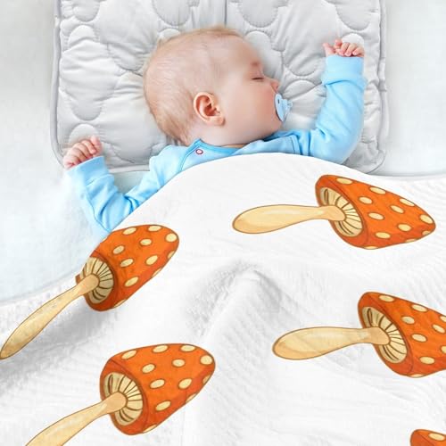 Burbuja Cartoon Mushrooms Baby Blanket for Boys Girls, Nursery Soft Warm Swaddling Receiving Baby Blankets, 30x40 in Toddler Blanket4