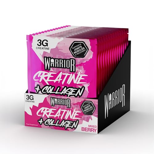 Warrior Creatine Plus Collagen Sachets Hydrolysed Collagen Peptides with Creatine Monohydrate for Muscle Joint and Skin Support Zero Sugar On-The-Go Recovery Drink Mix 15 Sachets