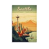 Seattle USA Vintage-Reise-Poster, Kunstdruck, Wandfoto, 