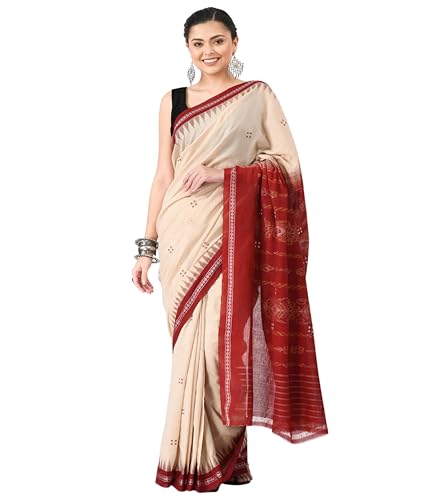 Image of Nuapatna Cotton Saree of Odisha Ikkat Orissa Traditional Handloom Sari | Bomkai | Pata | Nuapatana | sambalpuri saree | khandua patta sare | without Blouse S6