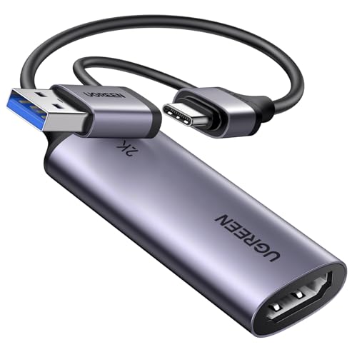 UGREEN 2K@30Hz Video Capture Card 4K Input HDMI to USB 3.0 A and USB C Capture Device, 1080P 60FPS with Low Latency for Streaming Game Recording Compatible with Switch 2/Xbox/PS4/PS5/PC/Camera