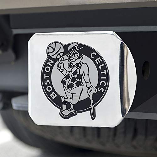 FANMATS 15114 Boston Celtics Chrome Metal Hitch Cover with Chrome Metal 3D Emblem
