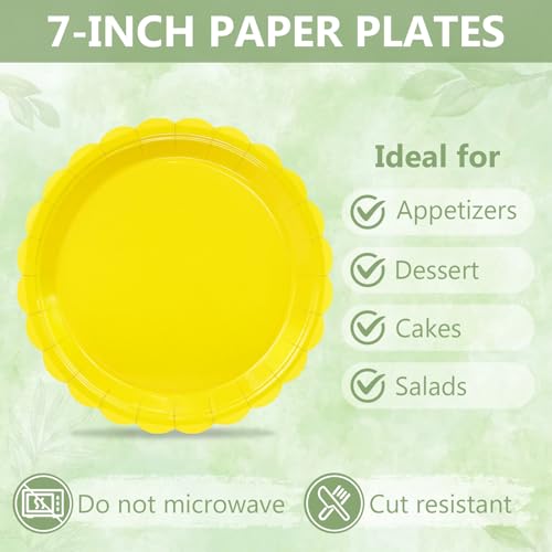 Image of Mulbozy 75 Yellow Plates Plates and Napkins&Forks Disposable Set for Party
