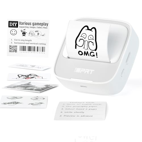 iDPRT Sticker Printer, Portable Thermal Printers Bluetooth Inkless Printer with 1 Roll Sticker Paper, Sticker Maker for Home Office School, Compatible with Android & iOS Phones, Blue