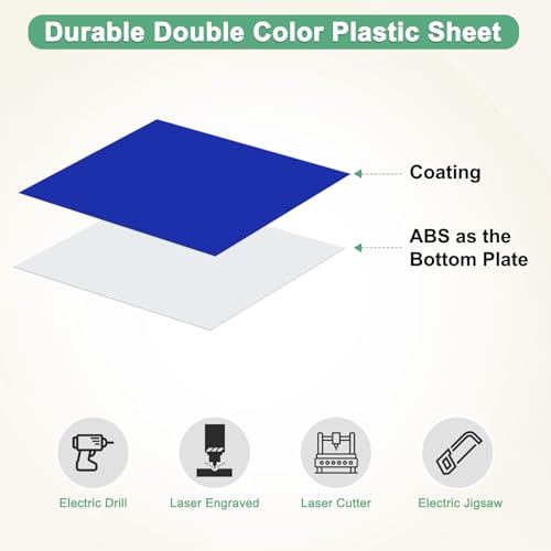 Image of M METERXITY 6-Pack Engraving Blank Materials Double Color 10x2 Inch, 1.3mm Thick ABS Plastic Sheet Yard Signs Name Plate for Door /Office /Home /Conference /Hotel /DIY Carving[Blue /White]