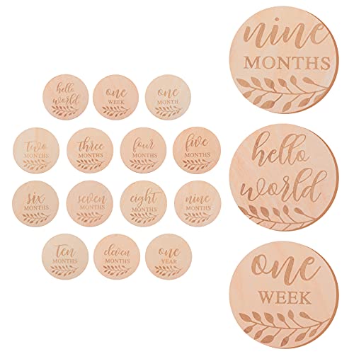 TOYANDONA 14Pcs Baby Maandelijkse Kaarten Houten Milestone Kaart Baby Groei Herdenkingsmunt Kaarten Milestone Discs… - Afbeelding 4
