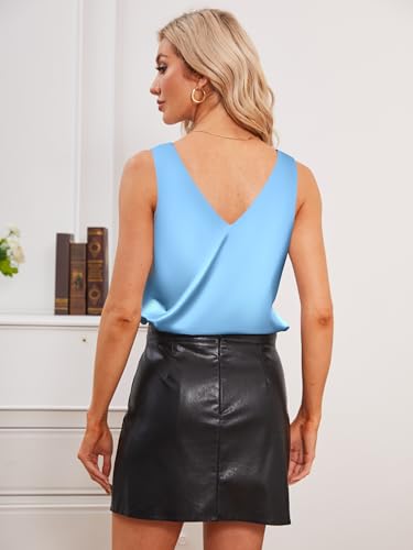 Mawor Summer Satin Tank Tops for Women Business Cami Camisole Blouses Shirts3